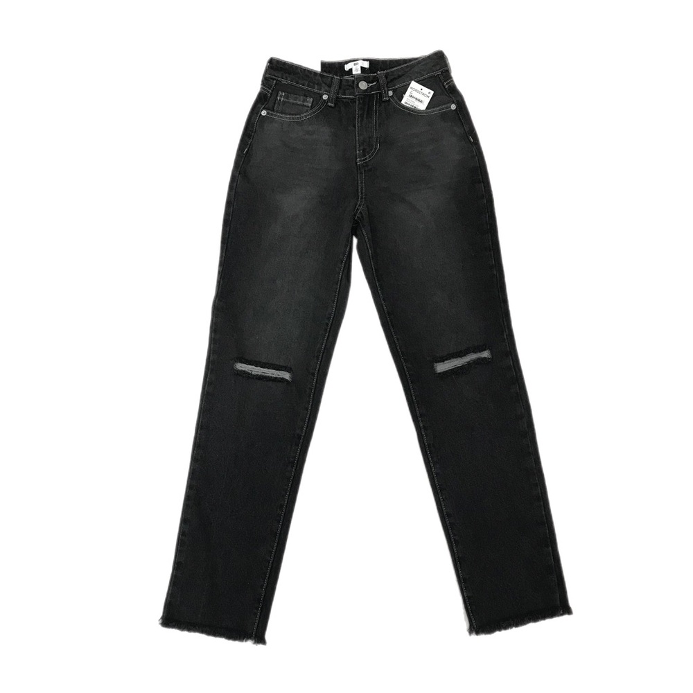 BP Ripped High Waist Ankle Mom Jeans In Vintage Black - Picture 1 of 10